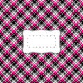 Red white black diagonally checkered pattern with etiquette Royalty Free Stock Photo