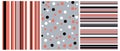Set of 3 Varius Abstract Vector Prints with dots and Stripes.