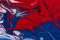 Red, white, blue acrylic fluid art, abstract creative Christmas background