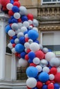 Red, White, and Blue Balloons Celebrating the Queen`s Platinum Jubilee.