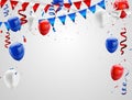 Red White blue balloons confetti