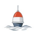 Red white and blue buoy floating in water nautical navigation tool vector illustration Royalty Free Stock Photo