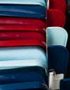 Red white and blue chairs.