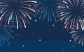Red White and Blue Fireworks Display Over Dark Sky Royalty Free Stock Photo