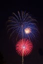 Red, white and blue fireworks vertical Royalty Free Stock Photo