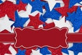 Red, white and blue glitter stars background with banner Royalty Free Stock Photo