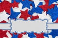 Red, white and blue glitter stars background with banner Royalty Free Stock Photo