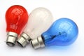 Red white and blue light bulbs in white background - patriotic flag concept Royalty Free Stock Photo