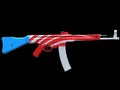 Red, white and blue machine gun