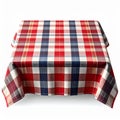 Red White and Blue Plaid Tablecloth with Square Pattern on White Background Royalty Free Stock Photo