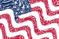 a red white blue retro block style wave pattern american flag illustration graphic