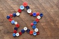 Red, white, and blue sewing button star shape