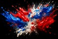 Red, white and blue splash paint splatter with a black background. Generative AI Royalty Free Stock Photo