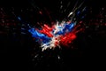 Red, white and blue splash paint splatter with a black background. Generative AI Royalty Free Stock Photo