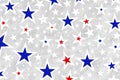 Red white and blue star pattern background in patriotic 4th of july or memorial day or veterans day