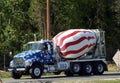 A red white blue and stars cement truck Royalty Free Stock Photo