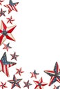 Red, white, and blue USA flag stars pattern frame on white background Royalty Free Stock Photo