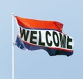 Red, white, and blue WELCOME flag Royalty Free Stock Photo