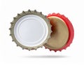 Red and White Bottle Caps on White Background Royalty Free Stock Photo