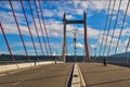 Red and white bridge in Ambon city, Indonesia Royalty Free Stock Photo