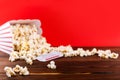 Red and White Bucket Of Popcorn With Two Red Movie Tickets Royalty Free Stock Photo