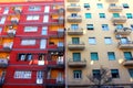 Red and white building.