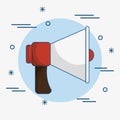 Red and white bullhorn icon