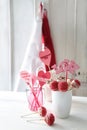 Red and white cake pops with decorations for Valentine's Day Royalty Free Stock Photo