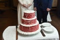 Red-white cake on a table Royalty Free Stock Photo