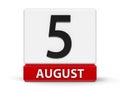 Cubes calendar 5th August Royalty Free Stock Photo