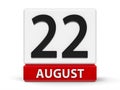 Cubes calendar 22nd August Royalty Free Stock Photo