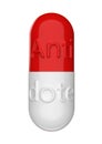 Red and white capsule with the inscription Antidote isolated on a white background