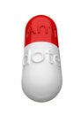 Red and white capsule with the inscription Antidote isolated on a white background