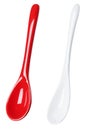 Red, white, ceramic spoon