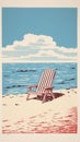 Seaside Chair Print By John Naylor - Vintage Graphic Design Lithograph Royalty Free Stock Photo