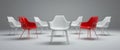 Red and White Chairs in a Minimalist Setting: A Modern Design Concept Royalty Free Stock Photo