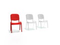 Red and white chairs