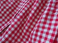 Red and white checkered background with striped squares for picnic blanket, tablecloth, plaid, shirt and textile. Fabric Royalty Free Stock Photo