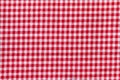 Red and white checkered fabric texture. Bright colored cotton background Royalty Free Stock Photo