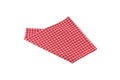 Red white checkered kitchen towel on white backround