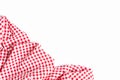 Red and white checkered tablecloth texture on white background with copy space Royalty Free Stock Photo