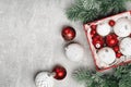 Red and white Christmas baubles in a box Royalty Free Stock Photo