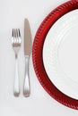 Red and white Christmas place setting Royalty Free Stock Photo