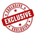 Red and white circular stamp with the word exclusive repeated isolated on white background Royalty Free Stock Photo
