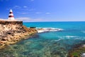 Red and white coastal marker or lighthouse with red stripes in south australia Royalty Free Stock Photo