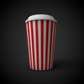 Red and white coffee cup isolated on black 3d render