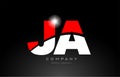 red white color letter combination ja j a alphabet for logo icon design