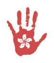 Vector handprint in the form of the flag of Hong Kong. red, white color of the flag