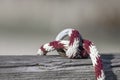 Red and white color weathered rope