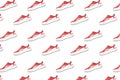 Red-white colored golf shoe pattern on white background vector illustration. Golf shoes pattern. Golf equipment Royalty Free Stock Photo